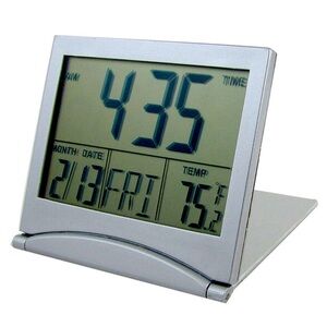 Foldable Desktop Alarm Clock Digital Calendar Temperature Battery